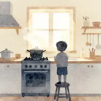 Copil în bucătărie