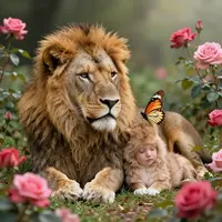 Leão e borboleta