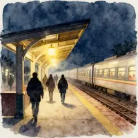 Eksena sa Station sa Gabi