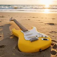 گیتار ساحل غروب