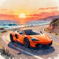 Sportovní auta při západu slunce