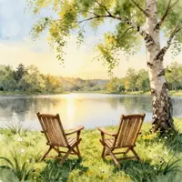 Payapang tanawin sa lawa