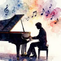 Pianist Aquarell Kunst