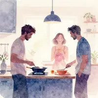 Cena de cozinha em aquarela