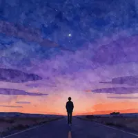 سیلوئت جاده در غروب