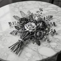 گل روی میز مرمر