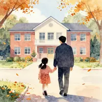Bapa dan anak perempuan sekolah