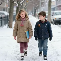 تصویر پیاده‌رو برفی