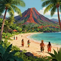 Seni digital pantai tropika