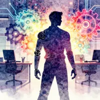 Mężczyzna z mechanicznym ramieniem