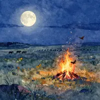 Nachtelijk steppelandschap