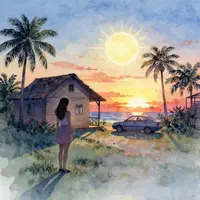 غروب آفتاب در روستا