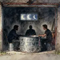 Hombres en el garaje