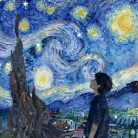 واٹر کلر رات کا آسمان