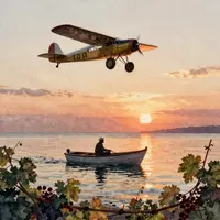 Boot bei Sonnenuntergang