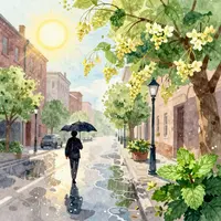 街の水彩画イラスト