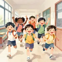 Niños en acuarela