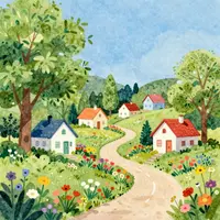 Zomers dorpslandschap