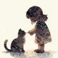Little Girl And Cat