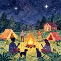 Gemütliche Camping-Kunst