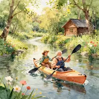 Elderly Couple Kayaking