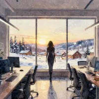 Winter Office Scene