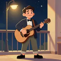 Uomo cartone animato con chitarra