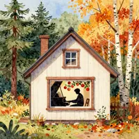 Maison de forêt d'automne