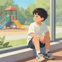 صبي عند النافذة