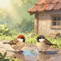 پرندگان در باران