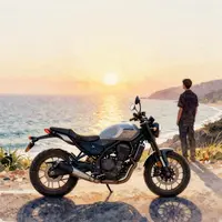 Motosikal tebing matahari terbenam