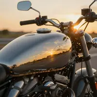 Motocykl při západu slunce