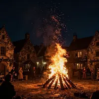 Aldea medieval nocturna