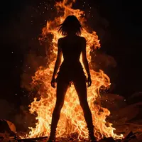 Ohnivá ženská silueta