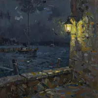 صحنه شب با فانوس