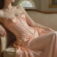 Pfirsichseidenkleid