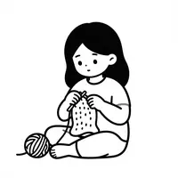 Chica tejiendo