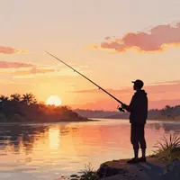 Rybaření při Západu Slunce