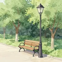 نیمکت زیر چراغ خیابان