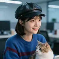 Frau mit Katze