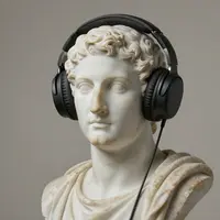हेडफ़ोन के साथ शास्त्रीय मूर्तियाँ