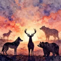 Sylwetki dzikich zwierząt