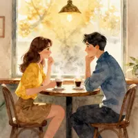 Romantická Scéna v Kavárně