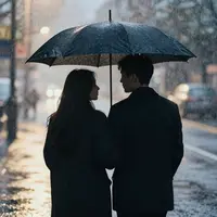 छतरी के नीचे जोड़ा