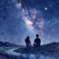 زوج در حال تماشای ستارگان