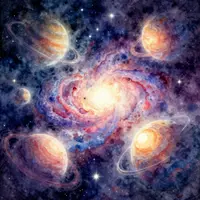 Космическая акварельная живопись