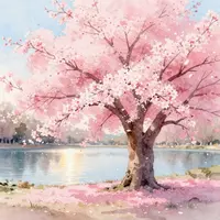 Krajina s rozkvetlými třešněmi