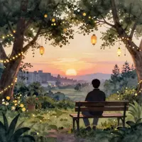 Matahari Terbenam di Taman