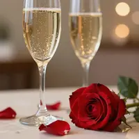 شامپاین و گل رز