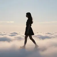 Духтар дар болои абрҳо